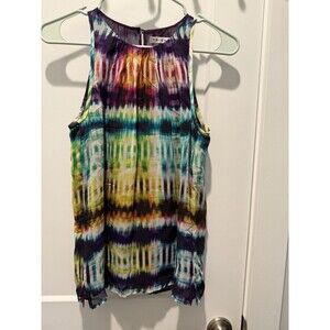Trina Turk Waverly Top Multicolor Tie Dye Silk Round Neck Sleeveless Sz S Box C